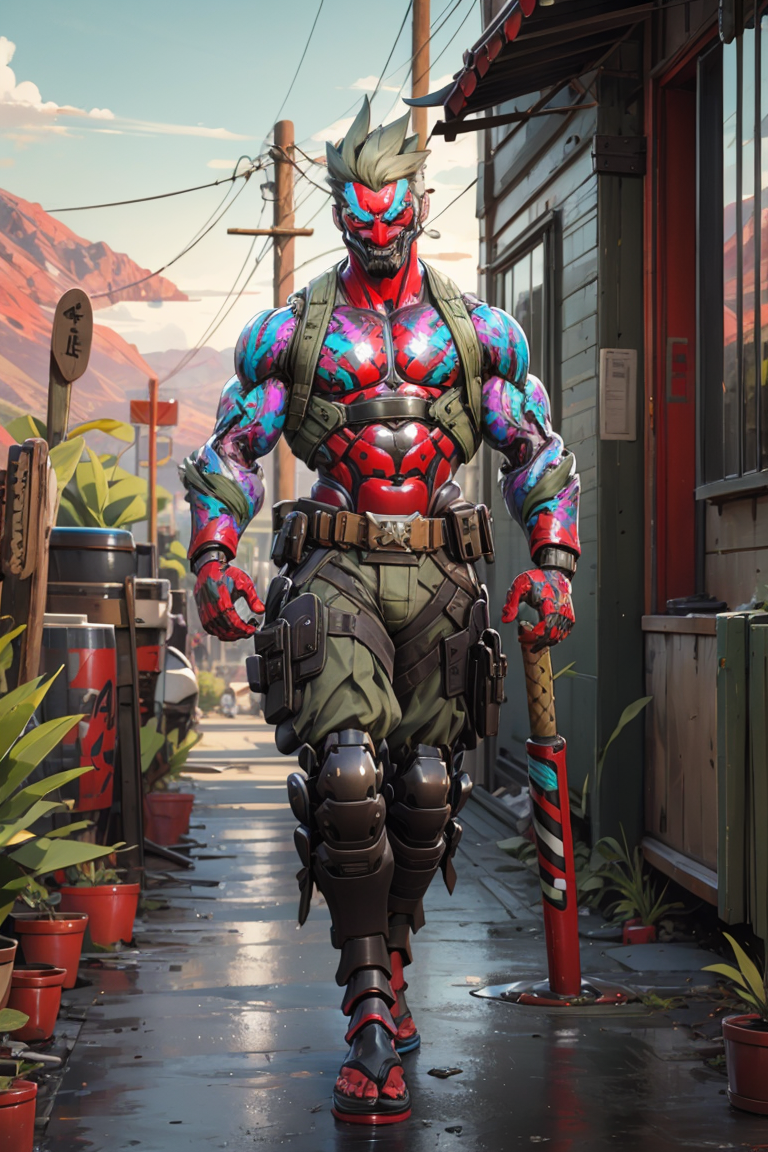 5101039-3448858565-1boy,male focus,_lora_CyberGenji_1_,cybergenji,solo,cyborg,sandals,fangs,ninjamecha,mechanical arms,2d,glowing,glowing eyes,no h.png